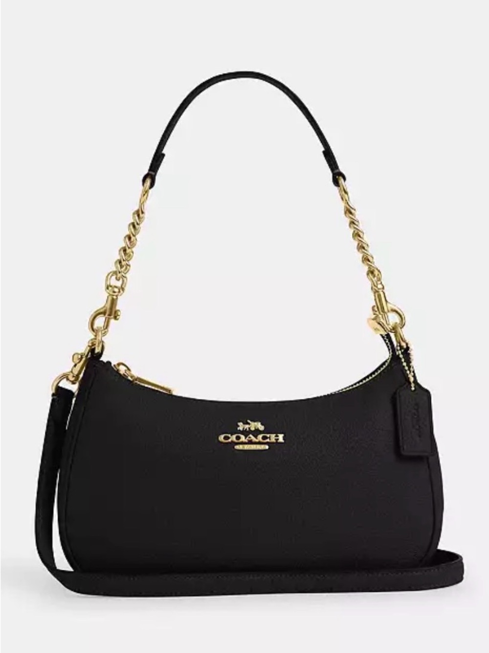 Coach Black Leather Shoulder Bag with Gold Hardware